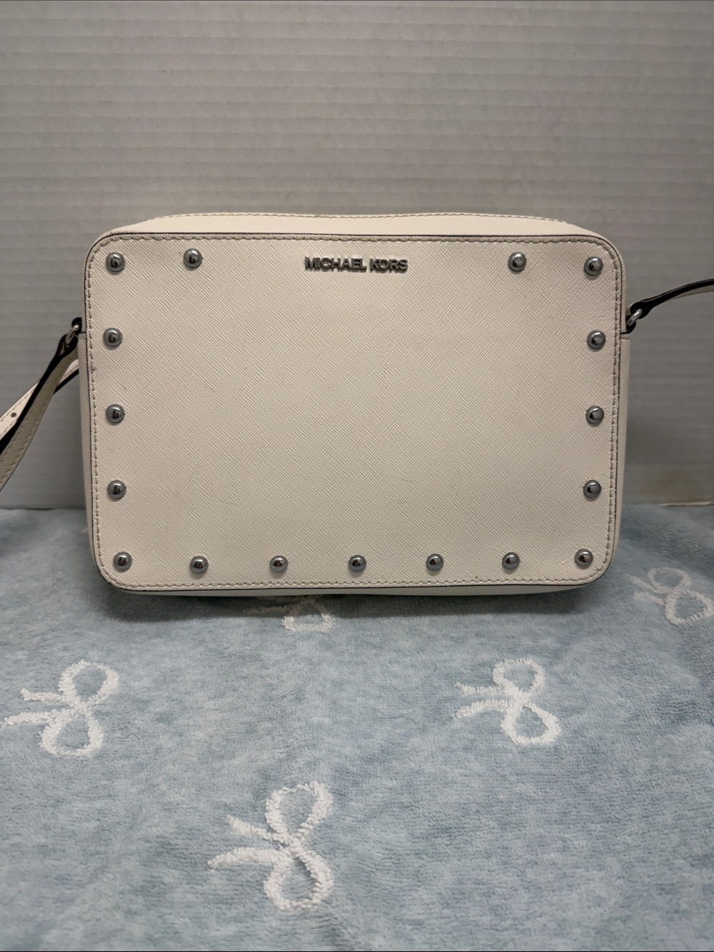 MICHAEL KORS Cream Leather Studded Crossbody
